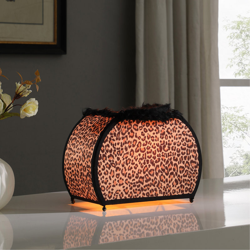 Sac à main 11,75 po à imprimé animal léopard et lampe de table noire