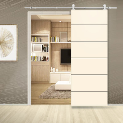 Hollow Paneled Painted without Installation Hardware Kit Barn Door