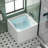 39"W x 39"D Square Freestanding Soaking Acrylic Bathtub with Built-In Seat, Pop-Up Drain & Groove Overflow,White