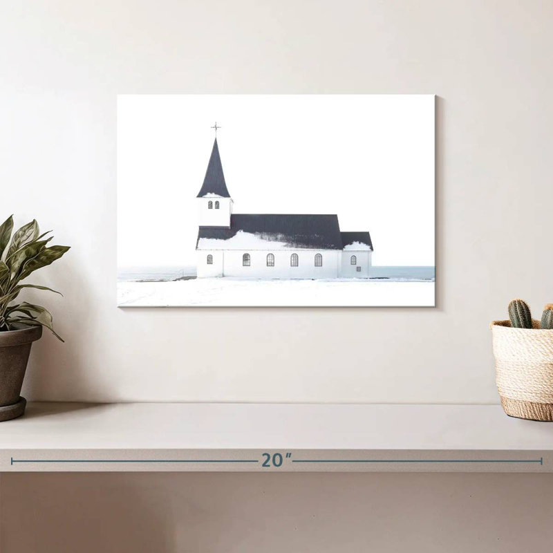 White Winter Church, 8" H x 12" W