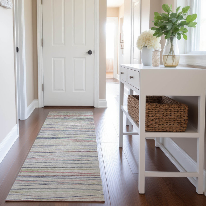 Premium Machine Washable Harjo AMF1603 Stripes Rug, Runner 2'3" x 7'6"