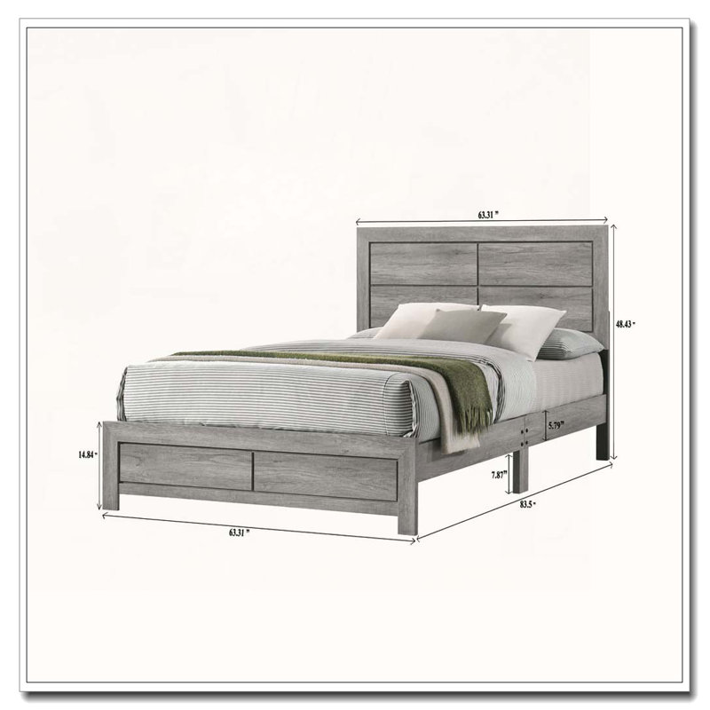 Rustic Wood Platform Bed, Gray, Queen