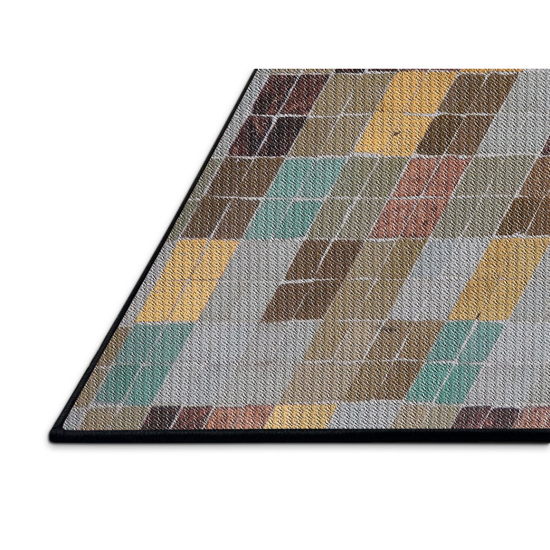 Tapis orange à motif/brun/olive à aire, Rectangle 2 pi x 3 pi