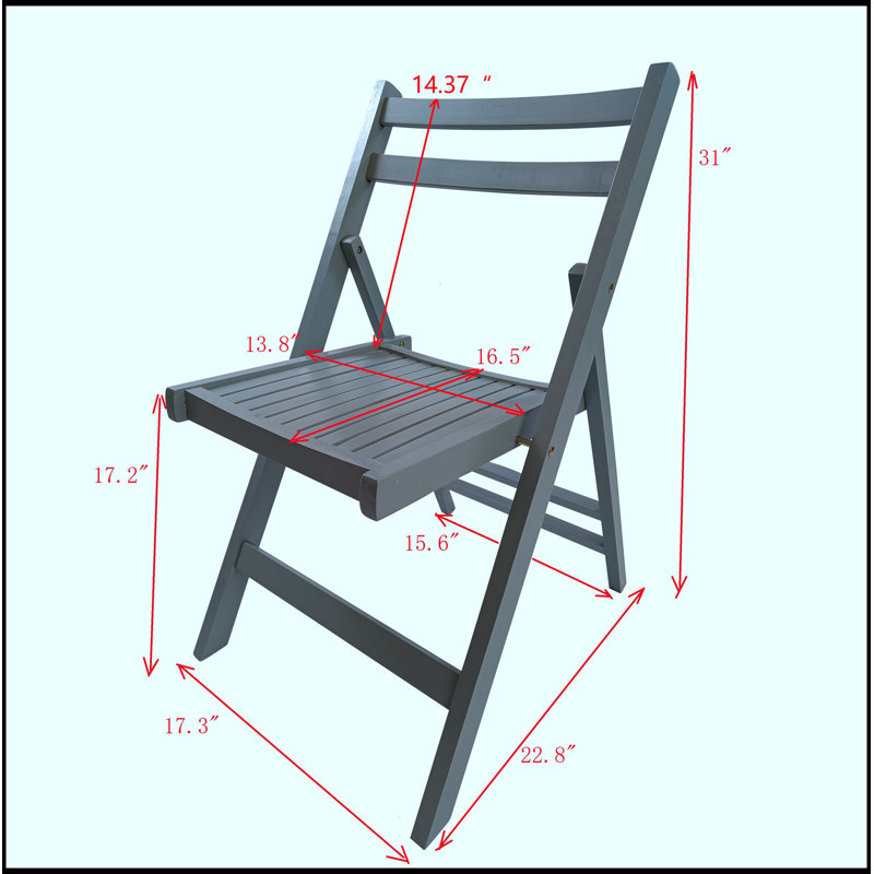 Chaise pour événement spécial pliante en bois à lattes Furniture - ensemble de 4, Gris