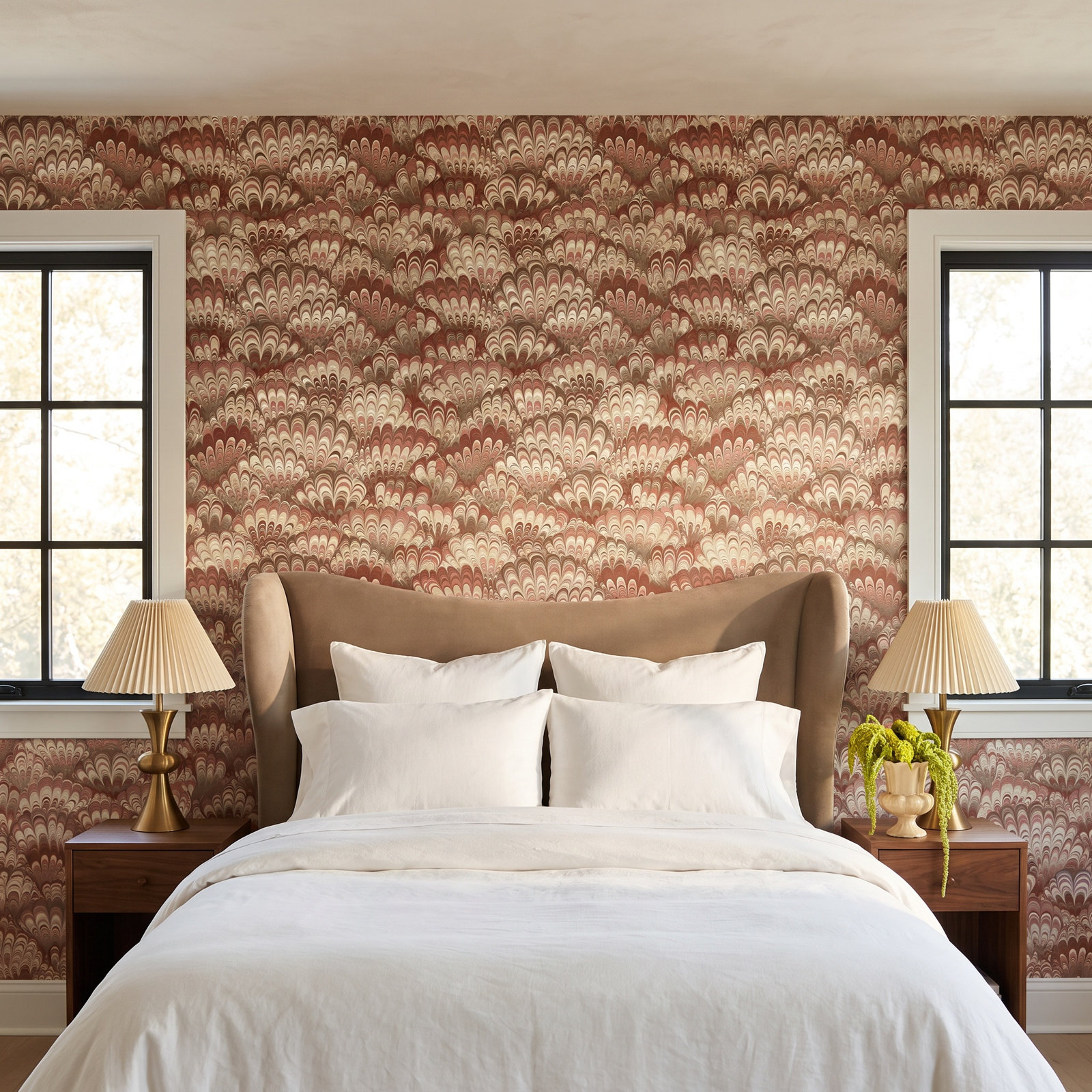Marbled Ink Wallpaper Double Roll, Red