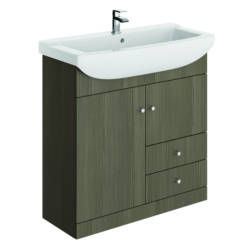 850mm Free-standing Single Vanity Unit, Bodega Grey Woodgrain