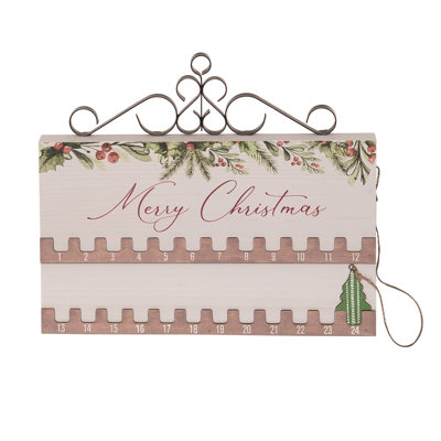 The Holiday Aisle® Wood 11.81 in. Multicolor Christmas Moveable Tree Countdown Calendar