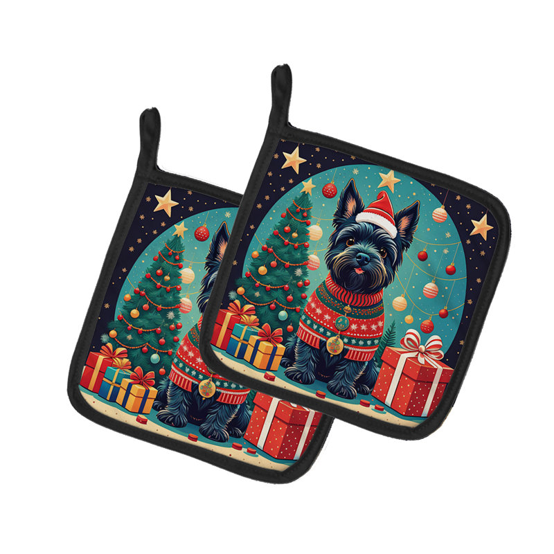 Paire de porte-casseroles Scottish Terrier Christmas