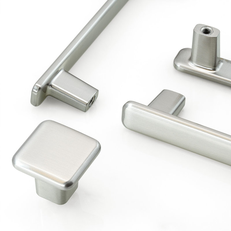 New Collection  1 3/16" Length Square Knob Multipack, Satin Nickel