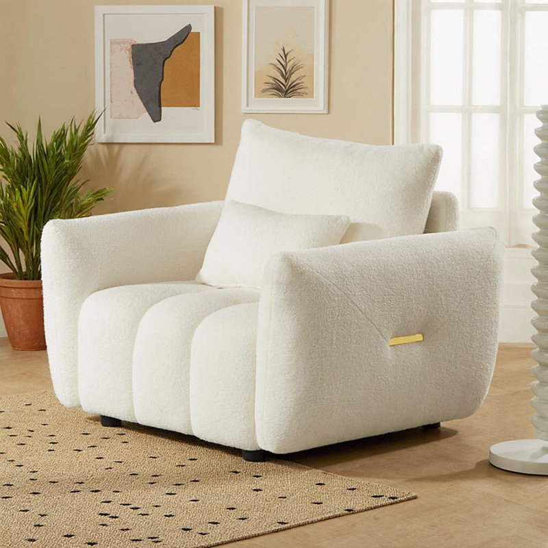 Méridienne de 35 po en tissu Teddy, Beige
