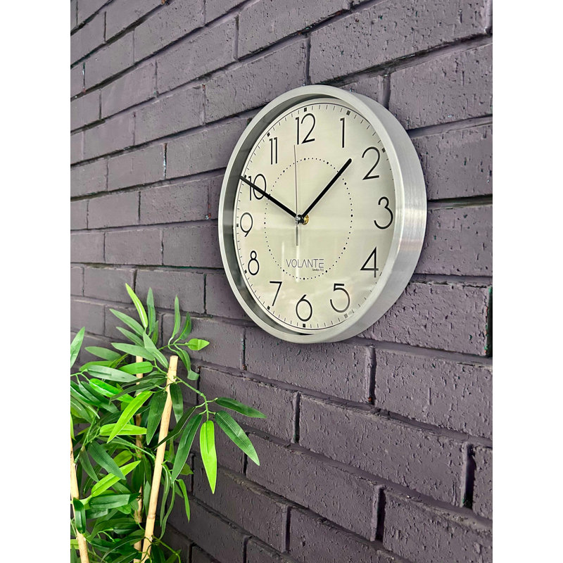 Stylish Decorative Wall Clock, 30 x 30 inches, Silver Aluminum | Real Glass Cover, Thickness: 1.8 inches | Modern Design for Home & Office Decor, Elegant & Functional Timepiece