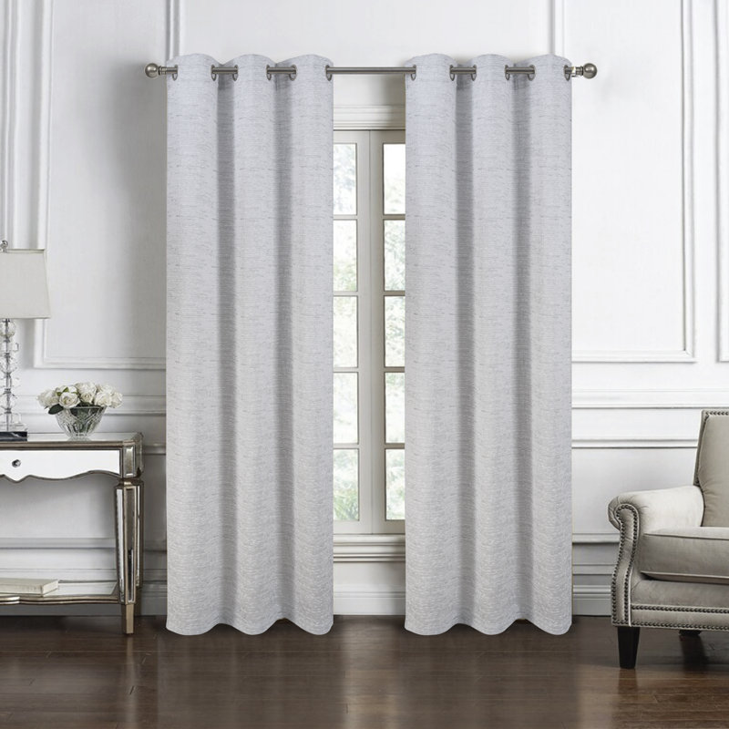 Paire de rideaux en jacquard tissé Aryella, Argent, 36 po x 84 po, 2