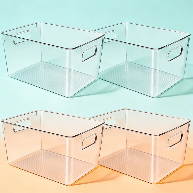 Bacs de rangement en plastique transparent et organisateurs pour armoire de cuisine