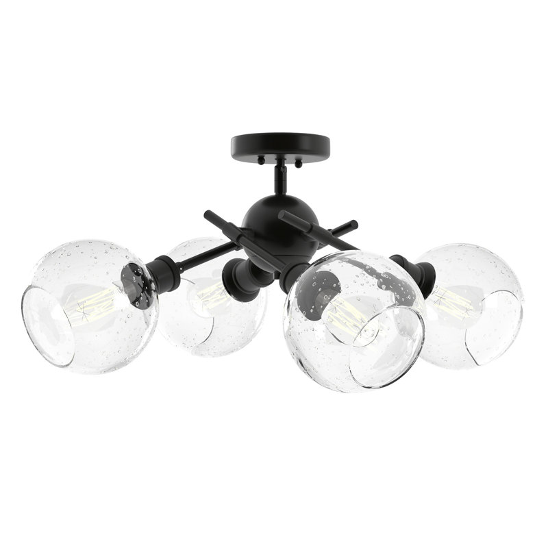 Projecteur directionnel 24,75 po 4 lumières Nohan, Sphère en verre bullé