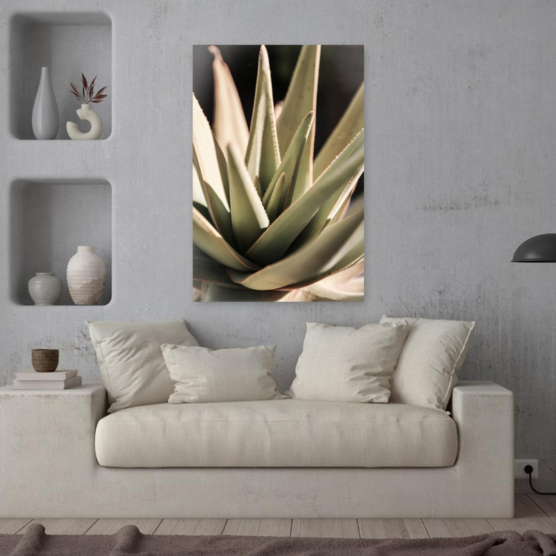 Art contemporain contemporain avec cactus, H 36 po x l 24 po
