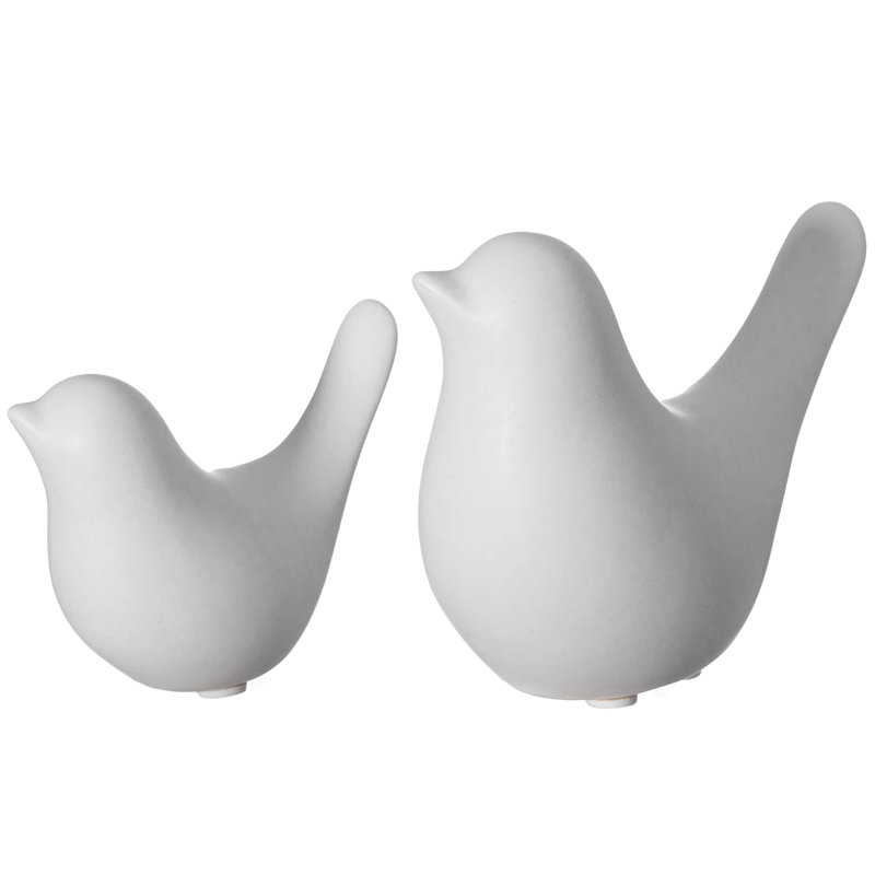 Modern Bird Figurine Statue, White