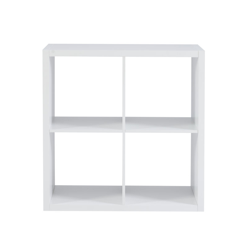 Hamlett 30"H x 30"W White Four Cube Wood Bookcase, White