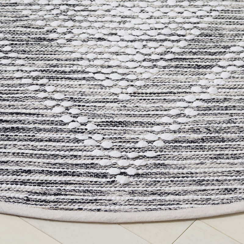 Jasone 980 Area Rug In Black / Ivory, Round 6'