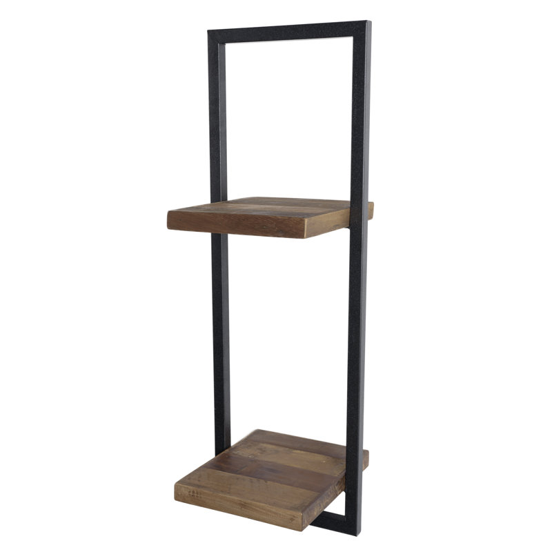 Derik Teak Solid Wood Industrial Pipe Shelves