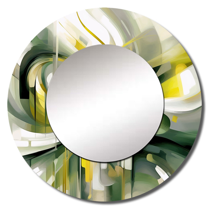 Sharima Dynamic Waveforms II - miroir décoratif scandinave, miroir mural scandinave rond, impression d'art en métal