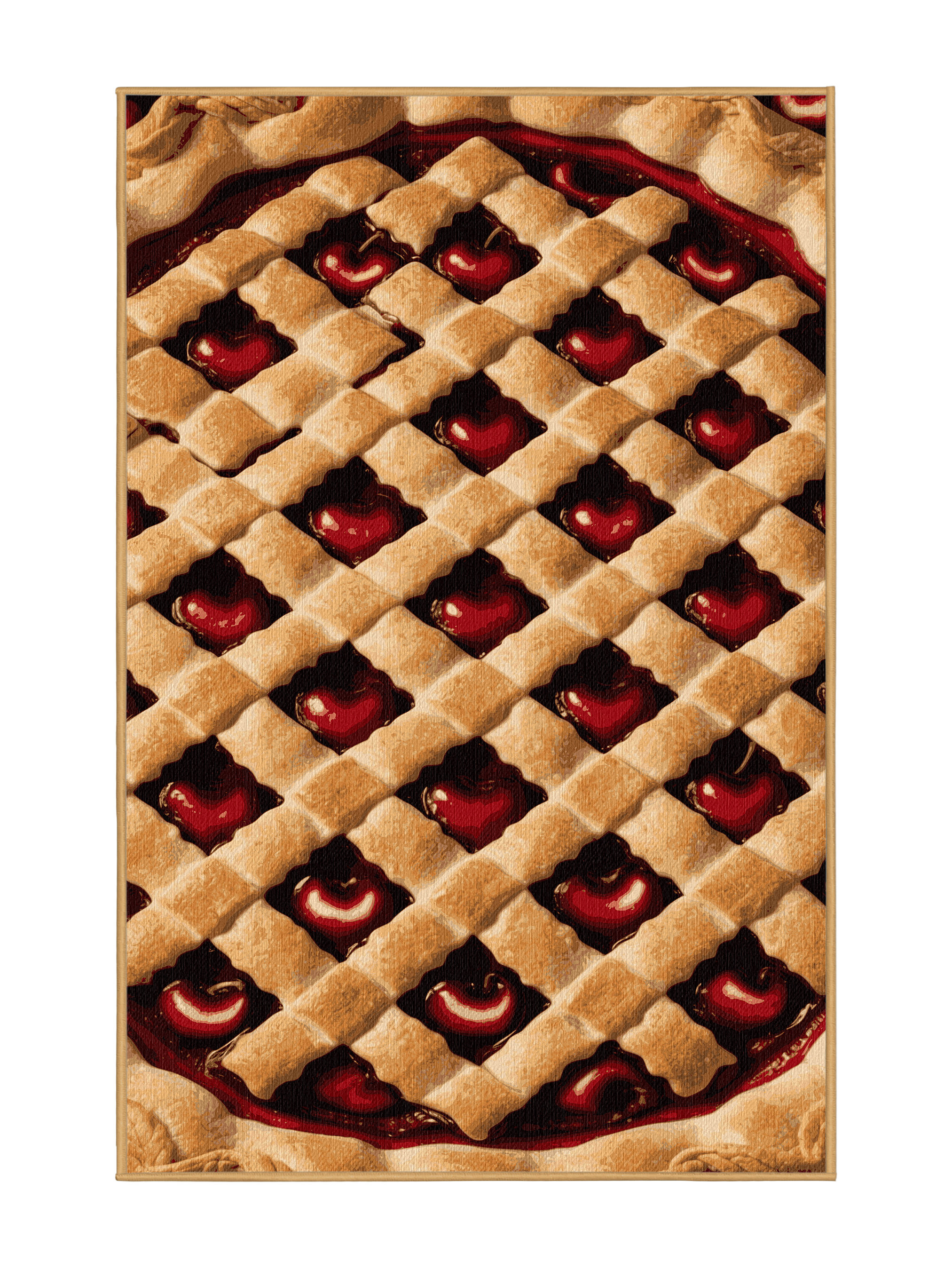 Pie Shape Rug Red Barrel Studio® Washable Cherry pie Desserts Area Rug | Wayfair