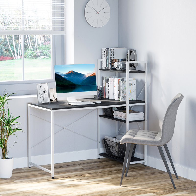 Gomes Computer Desk, Black/White