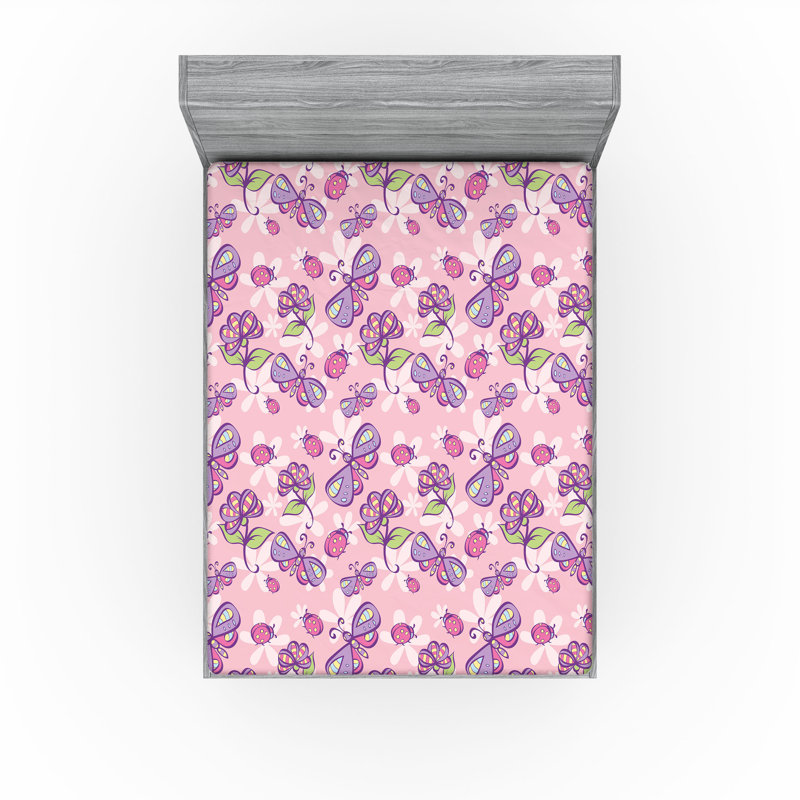 Drap-housse orange Ambesonne, Rose pâle / floral lavande, Drap-housse de taille double