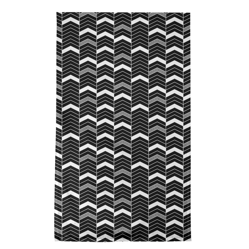 Stephenie Tea Towel Kitchen Towel, Black/White, Poly Twill