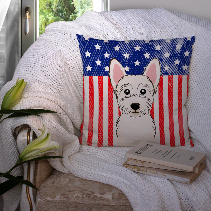  Coussin 14 "American Flag, 14 po x 14 po, Westie