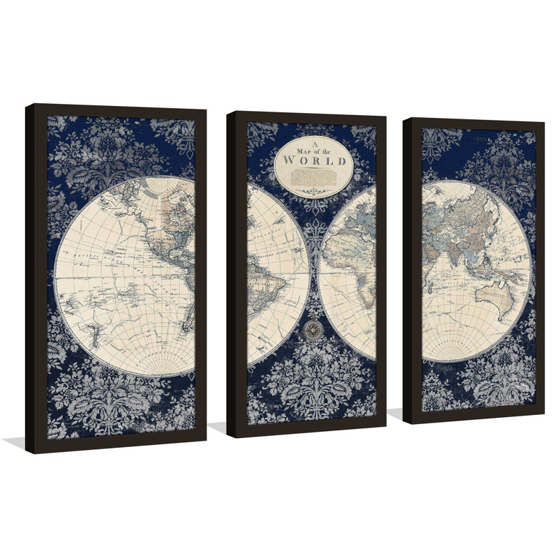 « blue map of the world », reproduction d’impression à multiples images, L 40,5 po x H 25,5 po x P 1 po