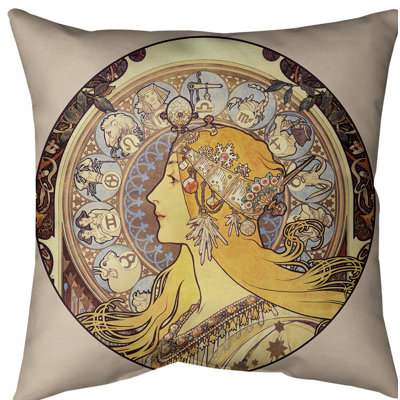 Housse de coussin décoratif alphonse mucha zodiac