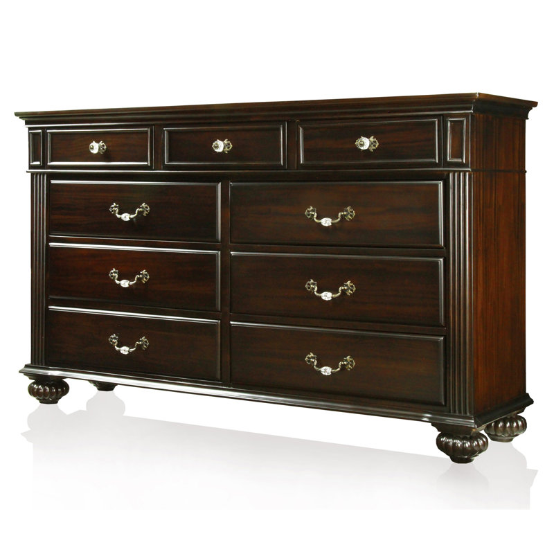 Commode 9 tiroirs Aime, Noyer foncé