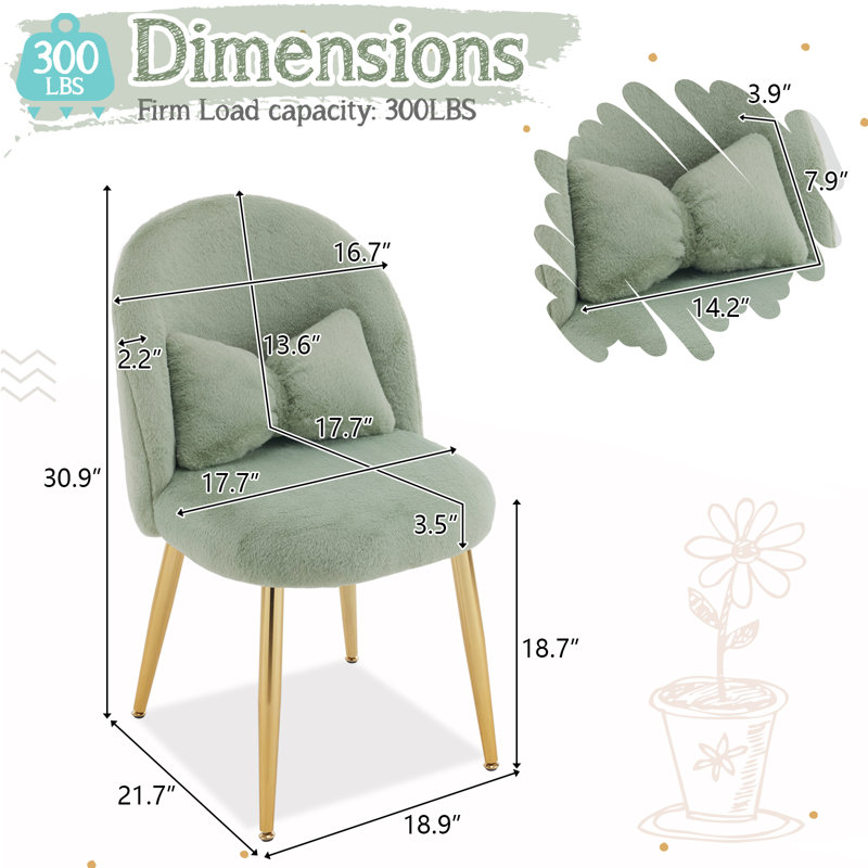 Fauteuil de maquillage l 21,26 po Winao, Vert