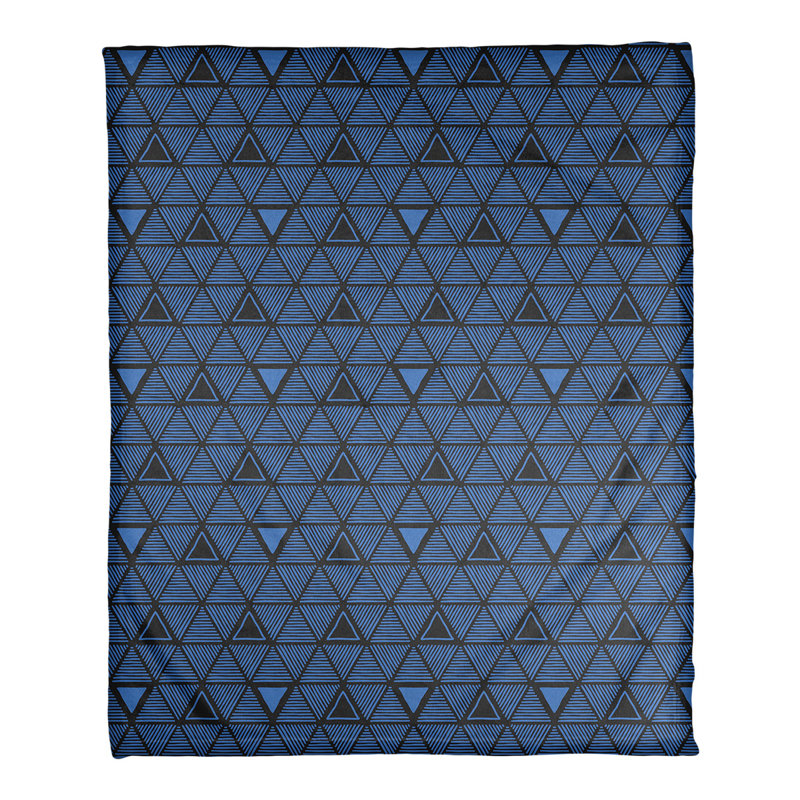 Couverture polairee triangles à la main, l 50 po x L 60 po, Bleu / noir