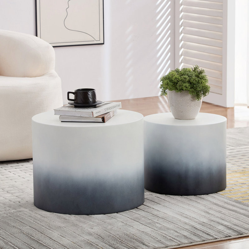 Panneau de fibres à densité moyenne avec ensemble de 2 tables d'appoint / tables basses / tables de bout / tables gigognes pour le salon, le bureau et la chambre à coucher