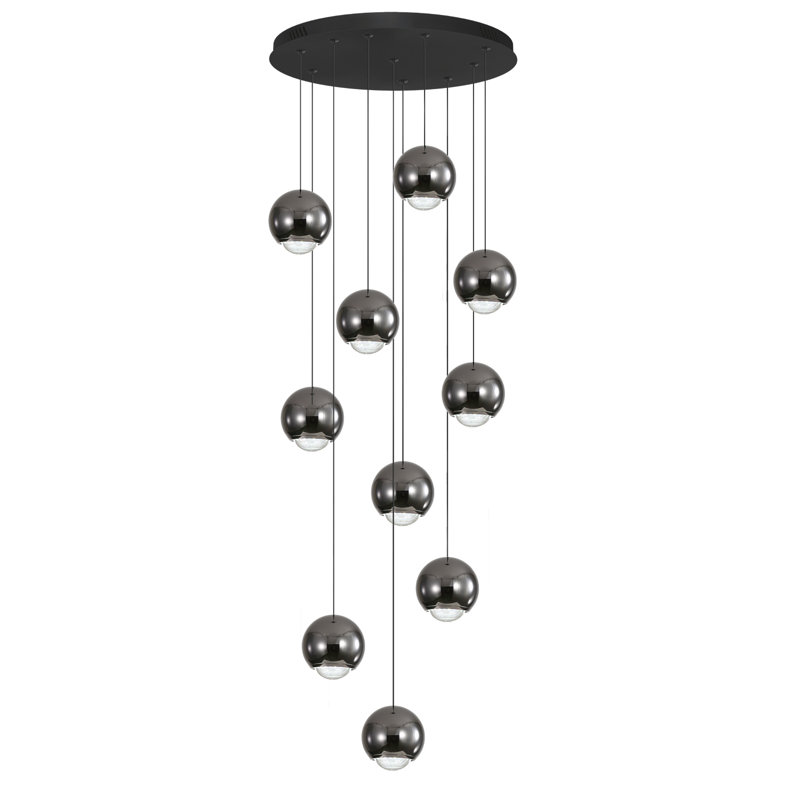 Height 110''balck Modern Spherical Pendant Lights Adjustable Light 2700k-6000k