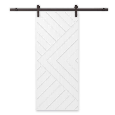 Panelled Manufactured Wood and Metal Barn Door with Installation Hardware Kit