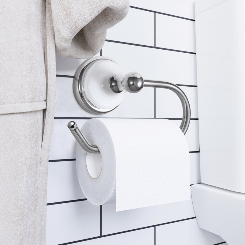 Porte-papier hygiénique mural, Chrome poli/blanc