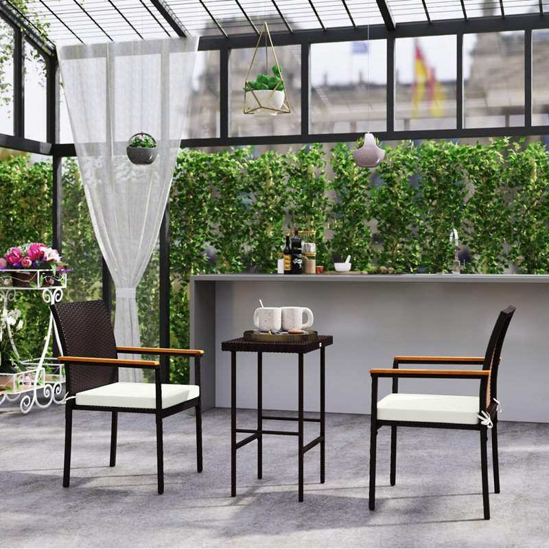 Outsunny Patio Wicker Dining Chair Set of 2