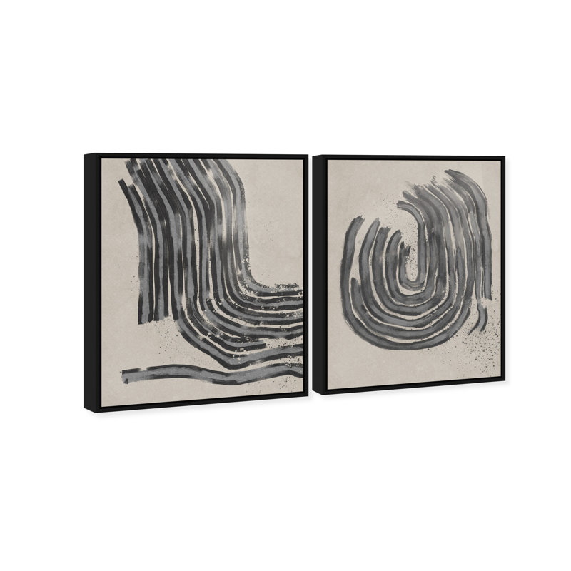 Two Spaces Set Set by Oliver Gal, 25"H x 31"W, Black Floater Frame