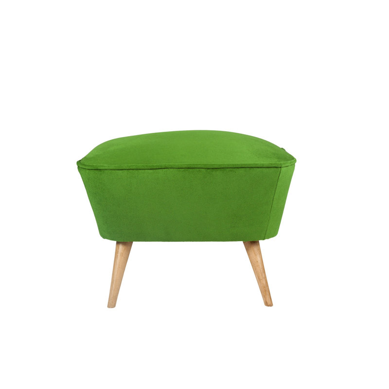 Stylish Solid Wood Pouffe with Green 100% Polyester Fabric, 22.4 x 17.7 x 17.7 inches | 32 DNS Foam for Comfort | Easy Clean Fabric & Durable Wood Legs | Perfect for Living Room, Bedroom, or Relaxation Areas