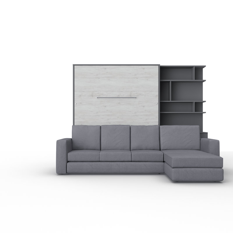 Ayvri Upholstered 160X200 Bed, Grey/Oak