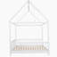 Lit double en bois avec garde-corps et DEL, bois, blanc-480479936