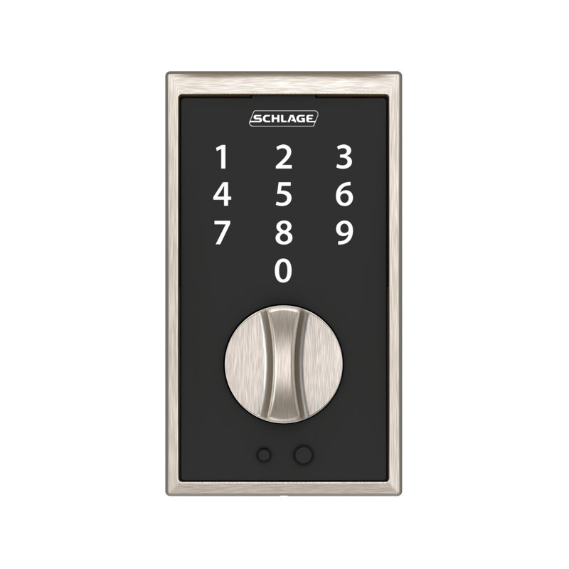 Schlage Touch Keyless Touchscreen Deadbolt with Century Trim, Satin Nickel