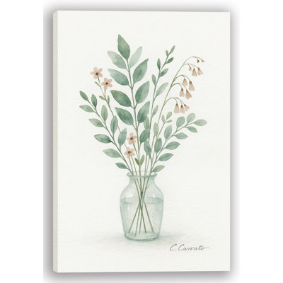 «Spring Meadow in Glass Vase», art mural aquarelle sur toile