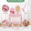 Ensemble de coiffeuse princesse pour filles - table de maquillage pour enfants avec lumières tactiles, miroir, tabouret et ensemble de jeu en bois-1572713909