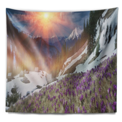 Tapisserie fleurs en carpathians crocus Landscape