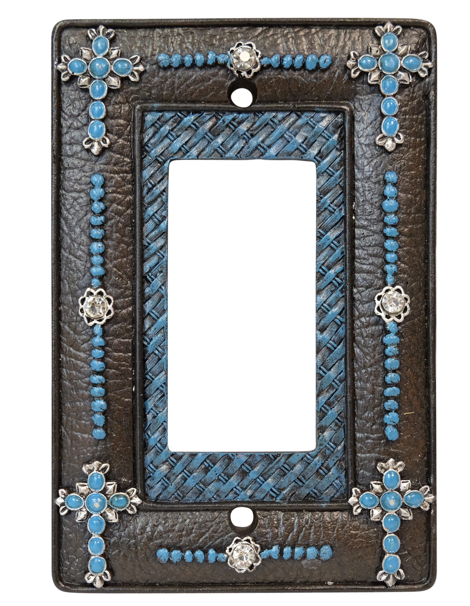 De Leon Collections Faux Leather Turquoise Pebble Cross Single 1-Gang ...