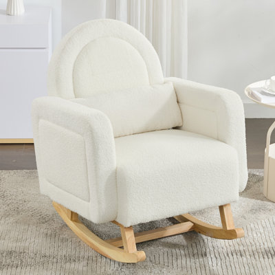 Chaise berçante en velours blanc crème Carden