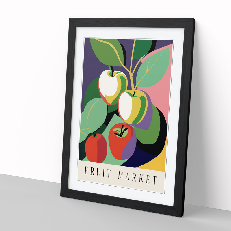 Apple Fruit Market Exhibition Vol.8 - Single Picture Frame Print on Wood, 46cm H x 34cm W x 2cm D